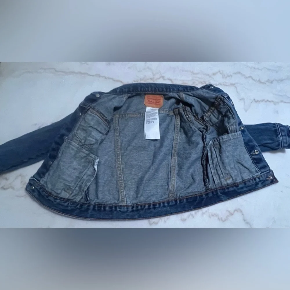 Levi’s Strauss Blue Denim Trucker Jacket Snap Button Front Unisex Toddler 4T